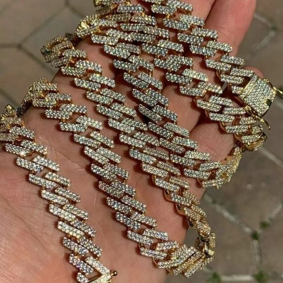 Miami Cuban Iced Out Stainless Steel 14K Gold 24”